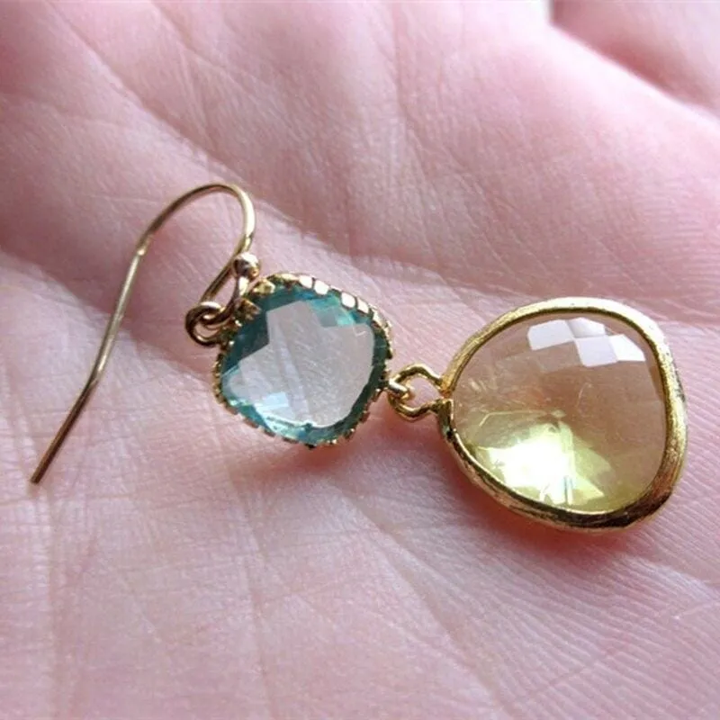 Classic Simple Gold Color Peridot Drop Earrings