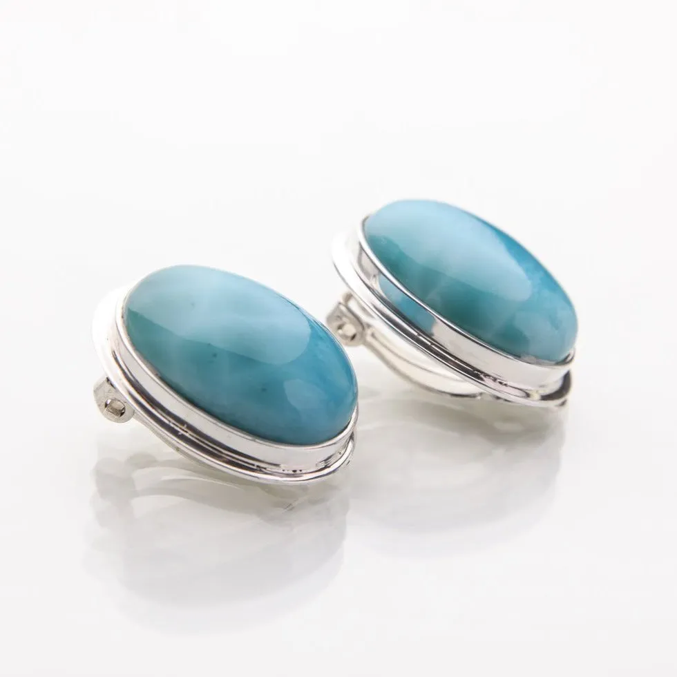 Clip-on Larimar Earrings Ciara