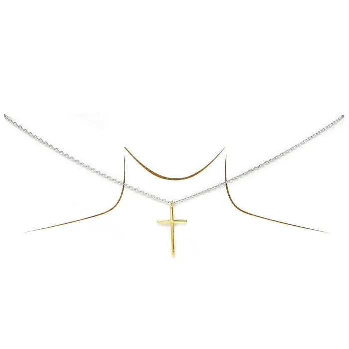 Cross Pendant Gold Dipped Short Chain Necklace