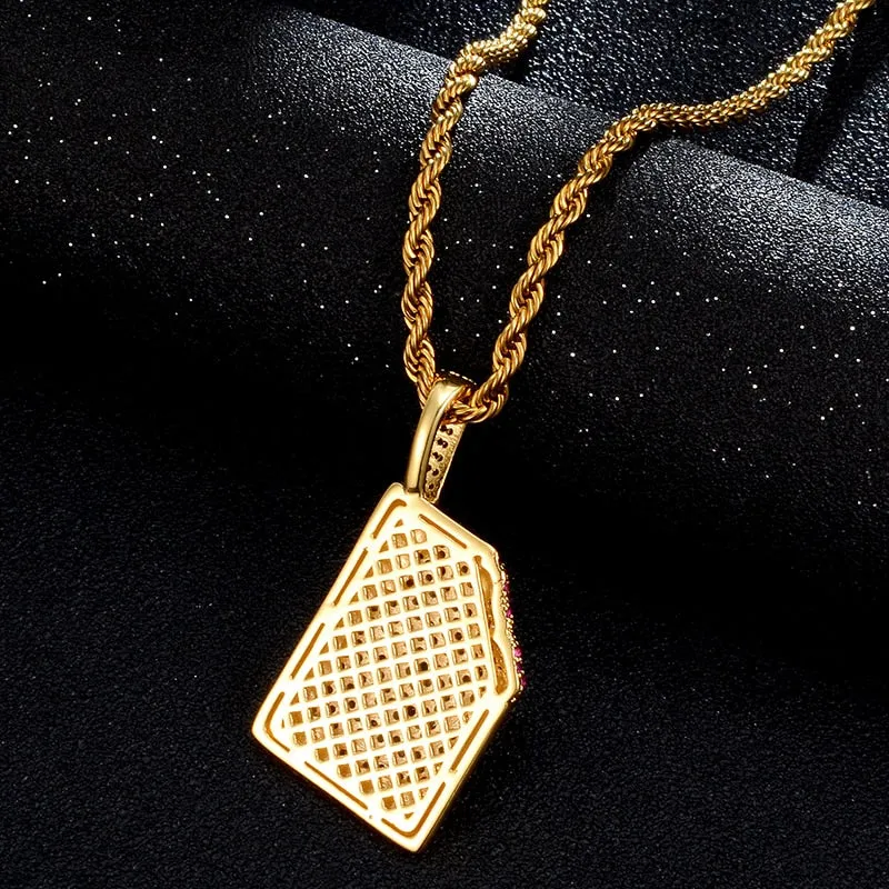 Cubic-Zirconia-Studded Ice Cream Bling Hip-hop Pendant Necklace