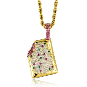 Cubic-Zirconia-Studded Ice Cream Bling Hip-hop Pendant Necklace