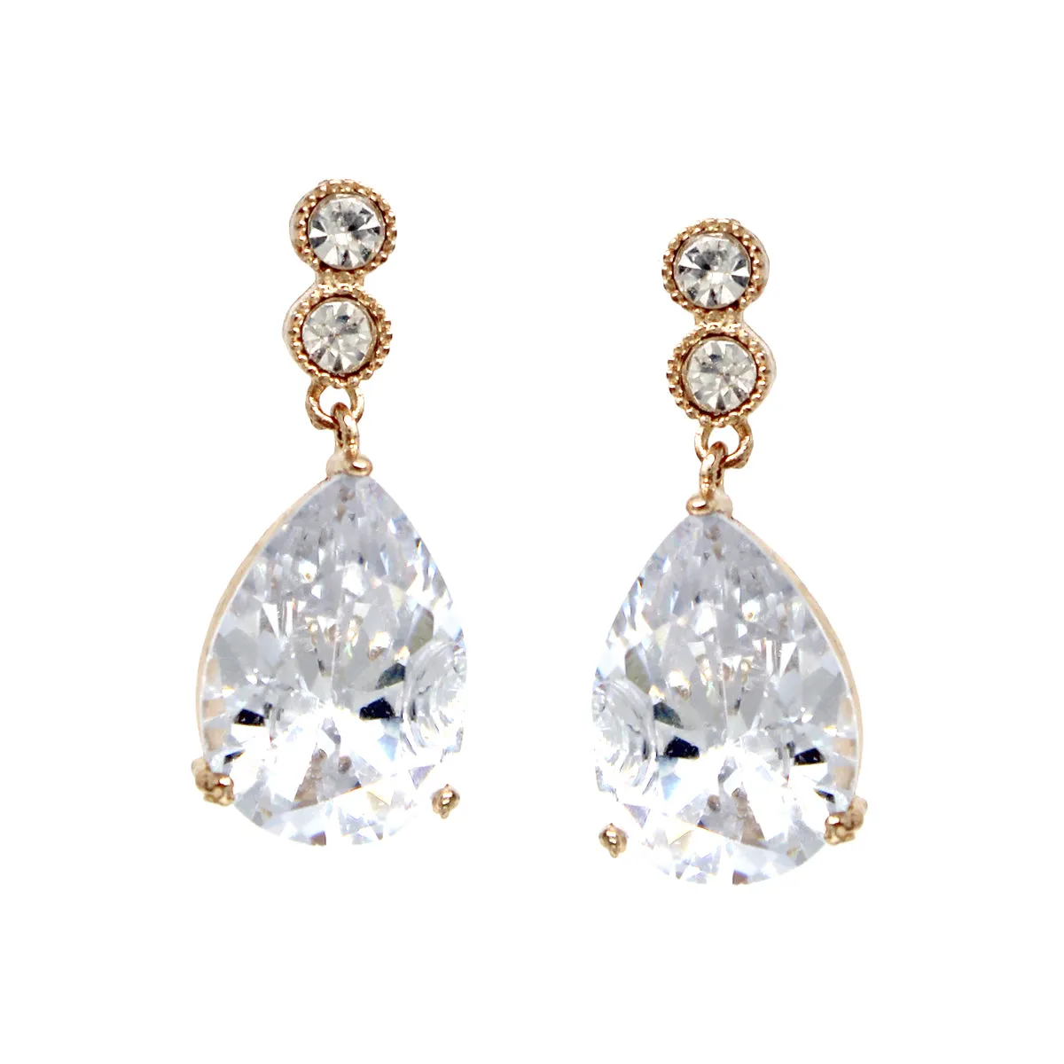 Cubic Zirconia Teardrop Earrings- Pack of 3