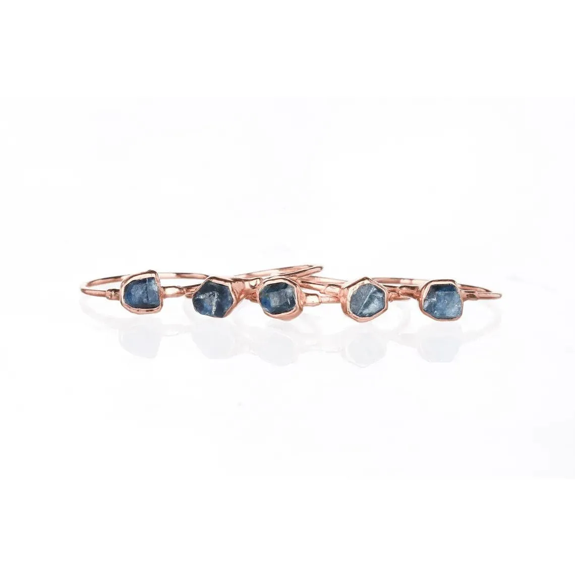 Dainty Raw Sapphire Ring in Rose Gold