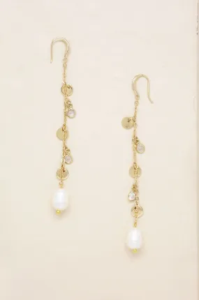 Delicate Dangle Freshwater Pearl 18k Gold Plated Earrings