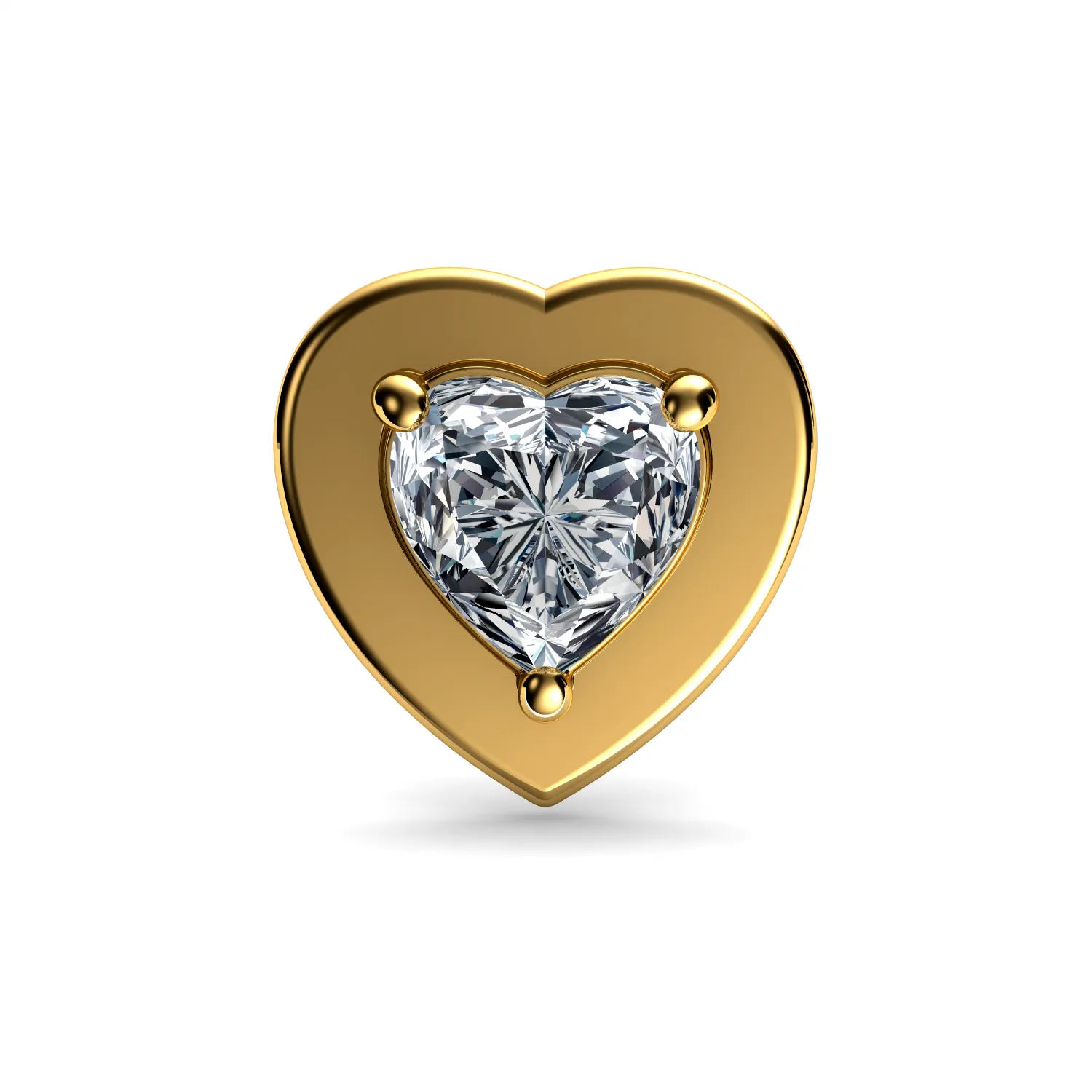 DEPHINI 14k Gold Earrings - Heart Studs CZ Crystals -  wooden box