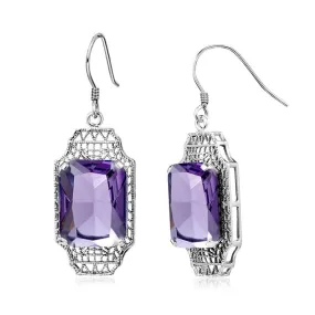 Designer Luxury Amethyst Long Drop Earrings