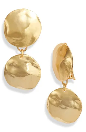 Double shell disc clip-on earrings