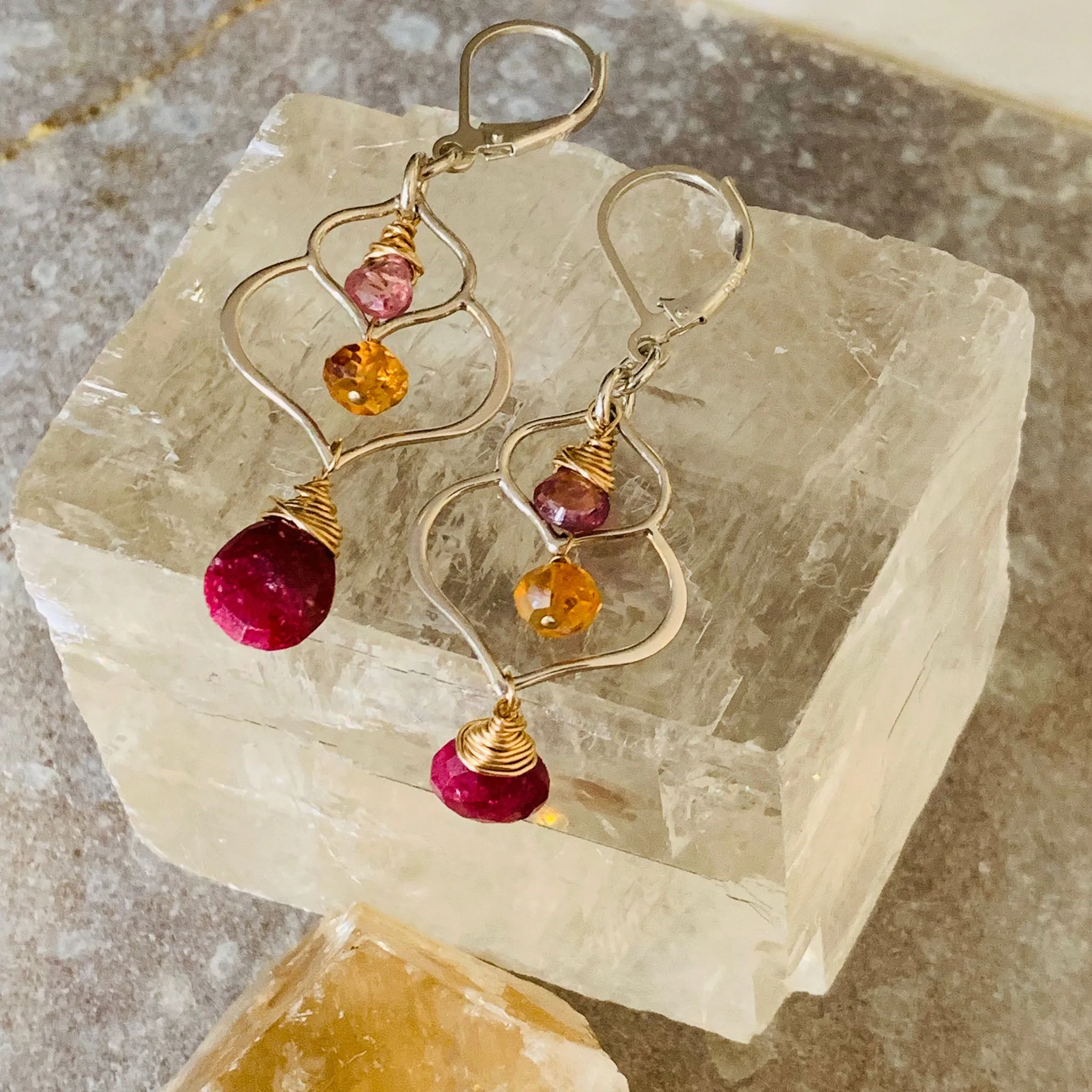 Dreaming of Bali - Ruby, Garnet, and Citrine Chandelier Earrings