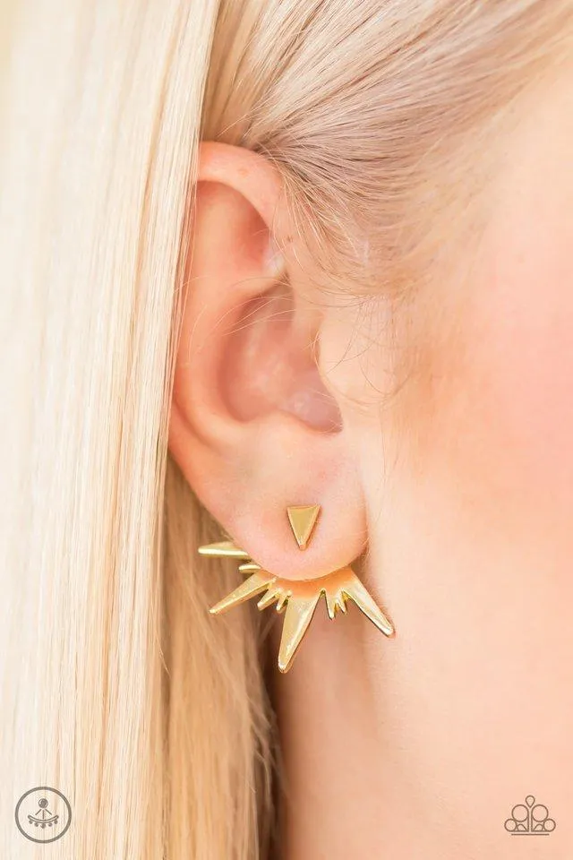 Electric Edge Gold Double-sided Post Earrings - Paparazzi Accessories