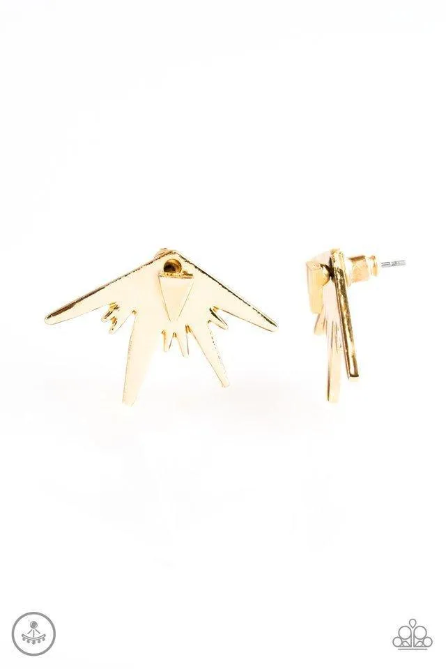 Electric Edge Gold Double-sided Post Earrings - Paparazzi Accessories