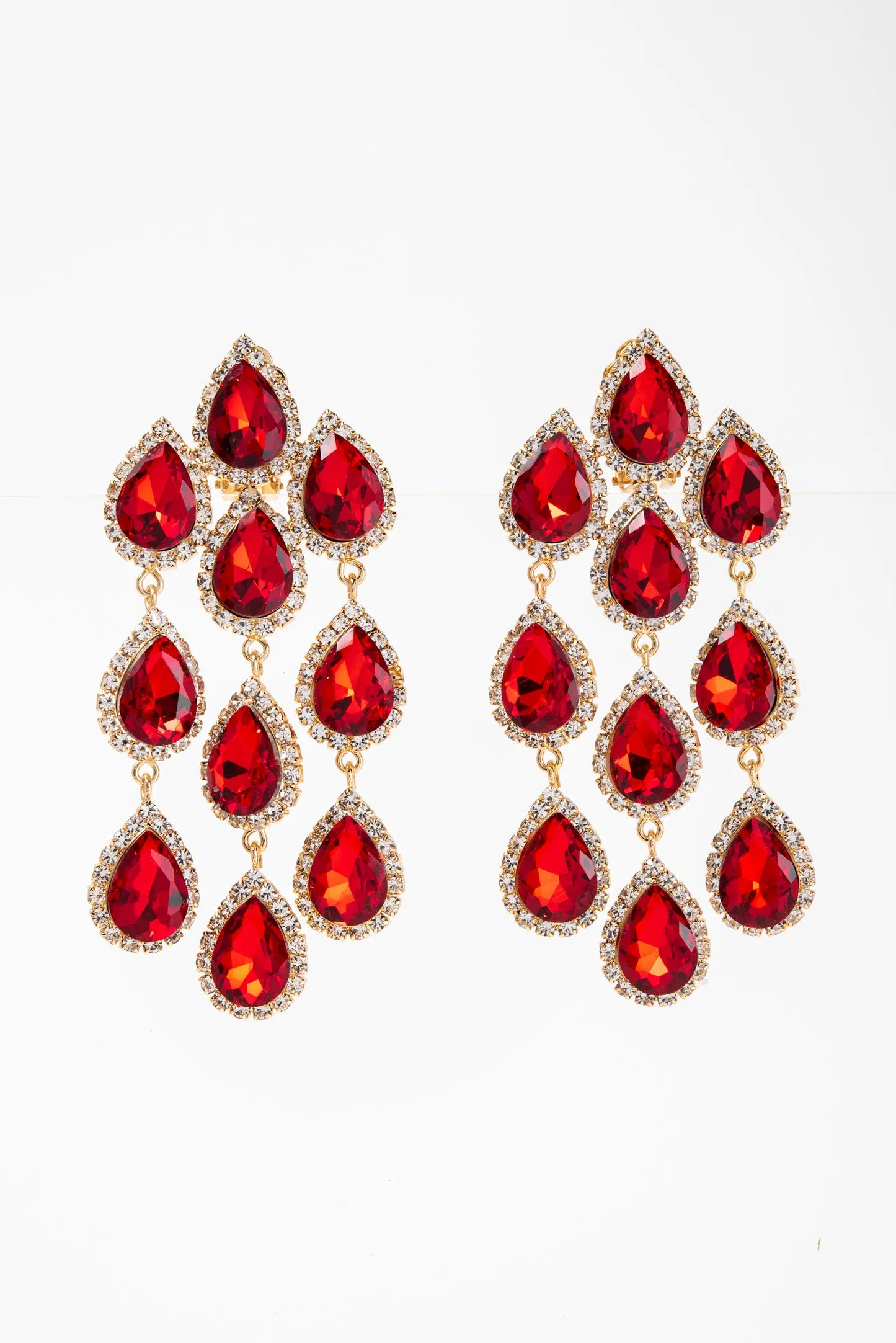 Emily Rhinestone Chain Clip-On Earrings