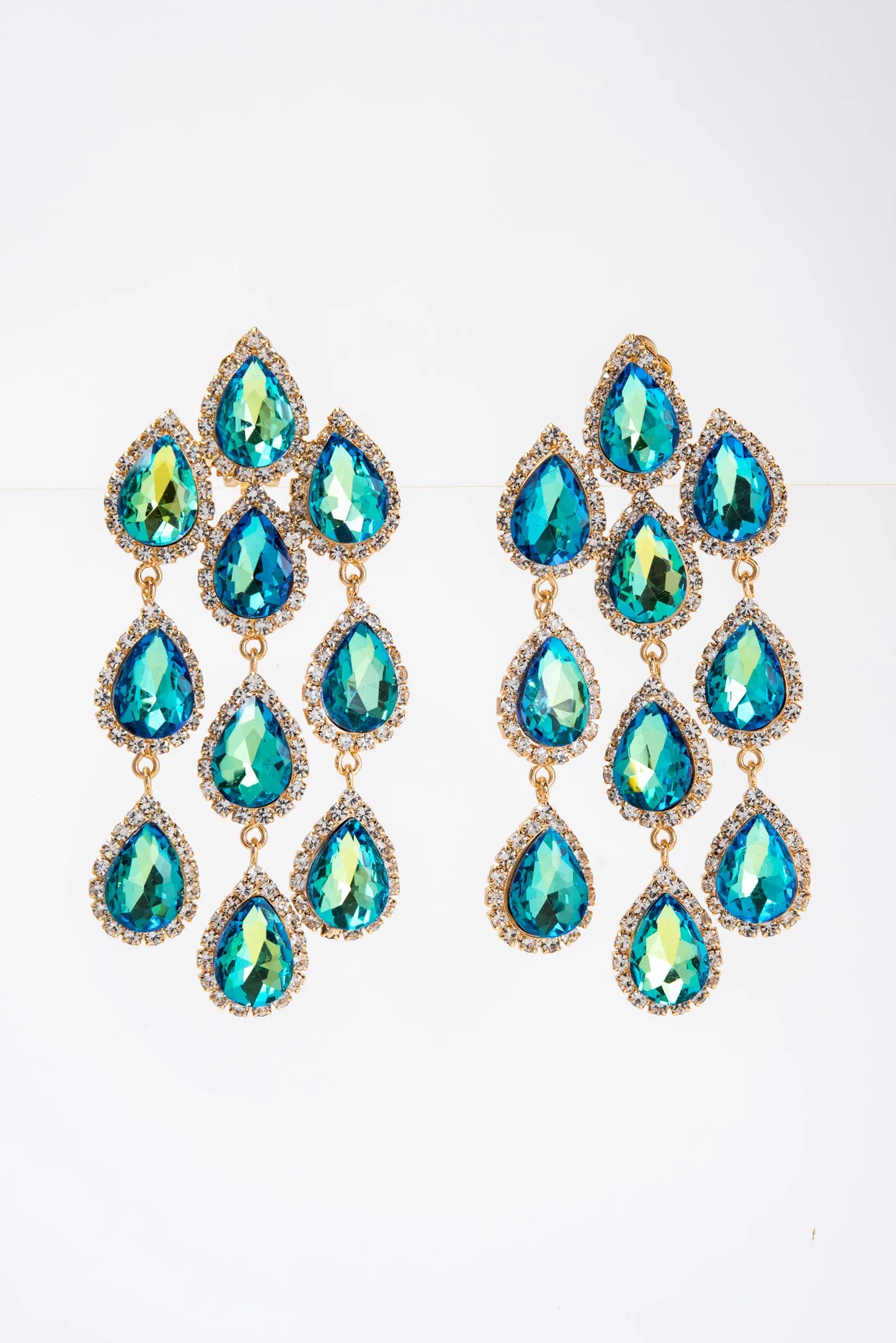 Emily Rhinestone Chain Clip-On Earrings