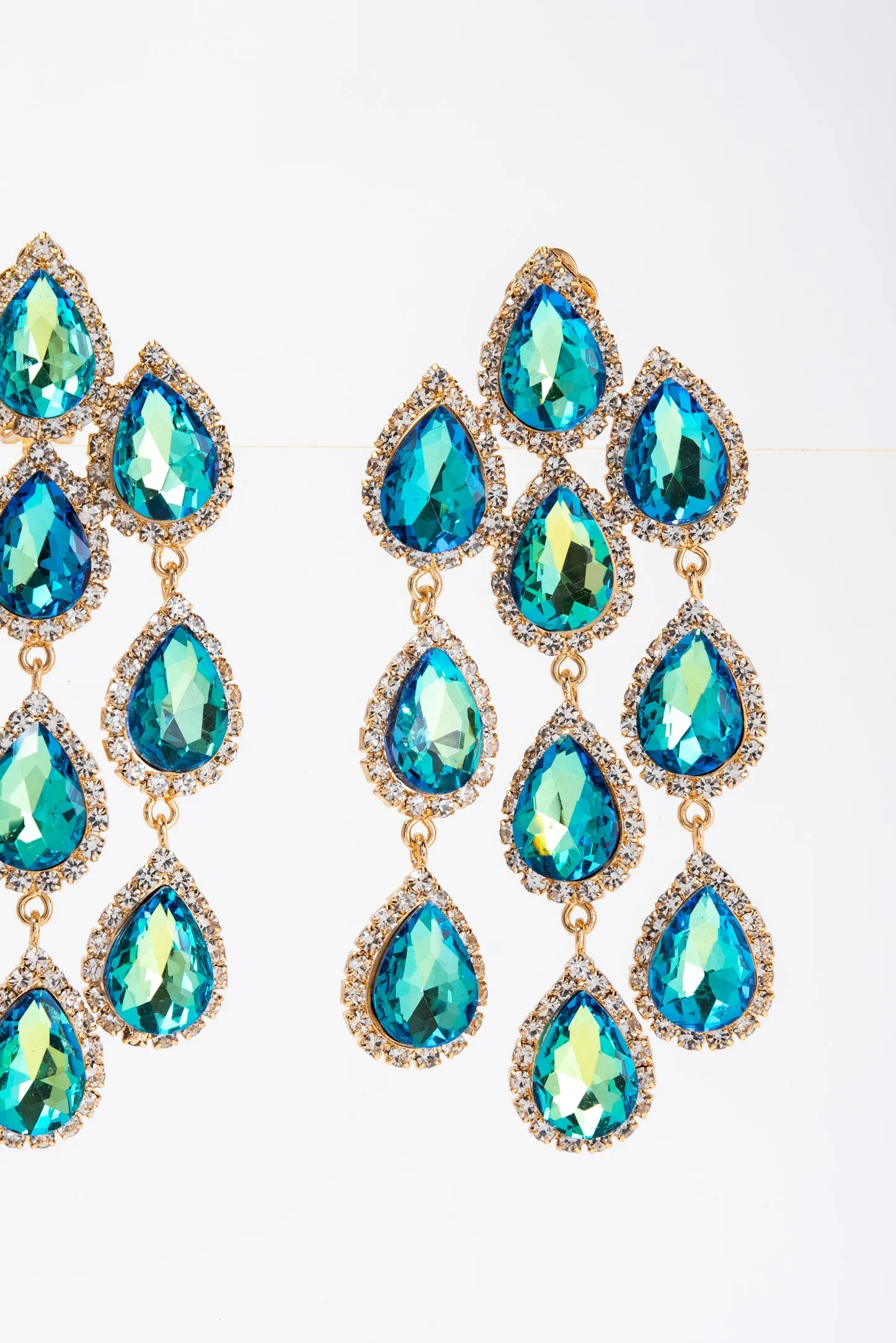 Emily Rhinestone Chain Clip-On Earrings