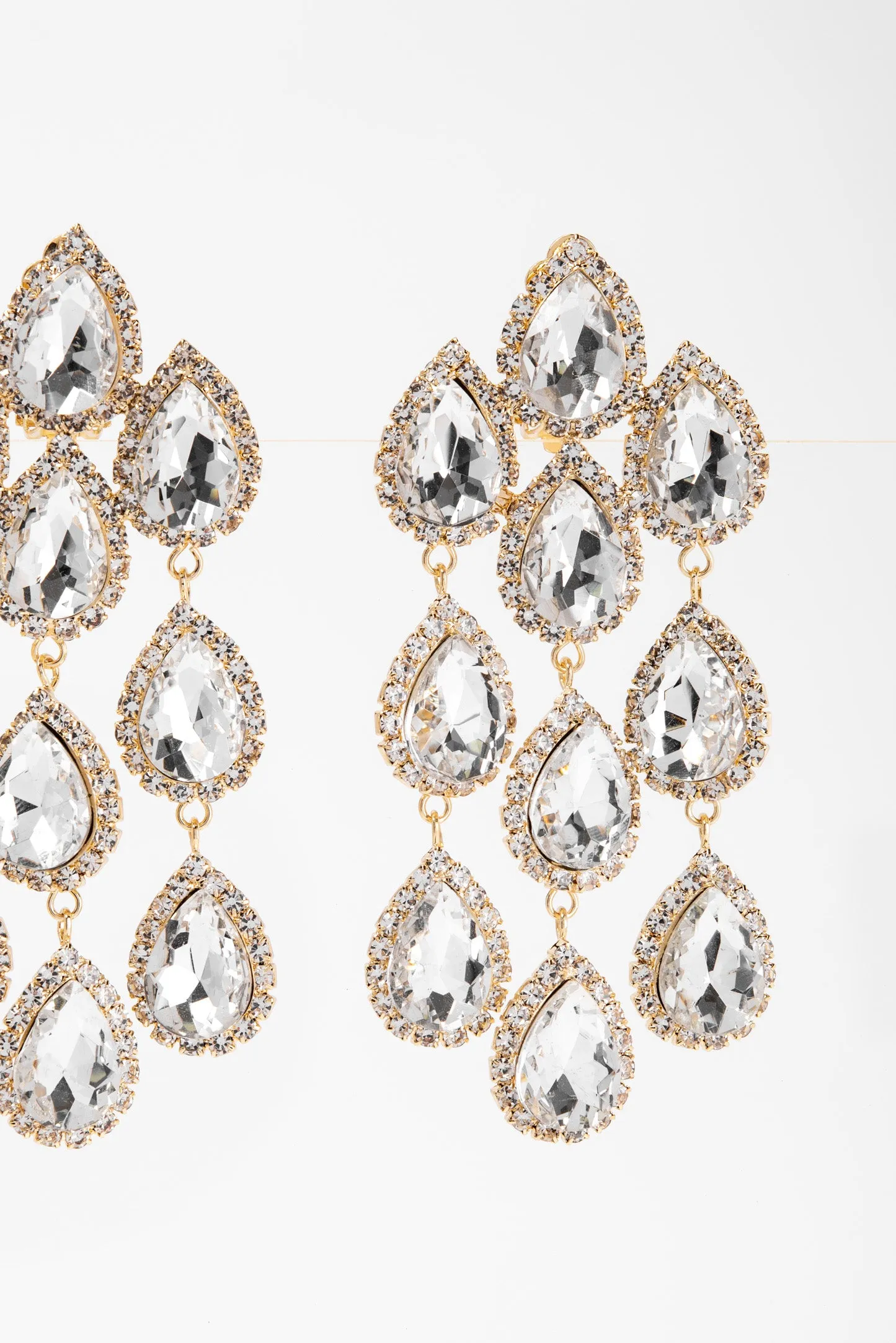 Emily Rhinestone Chain Clip-On Earrings