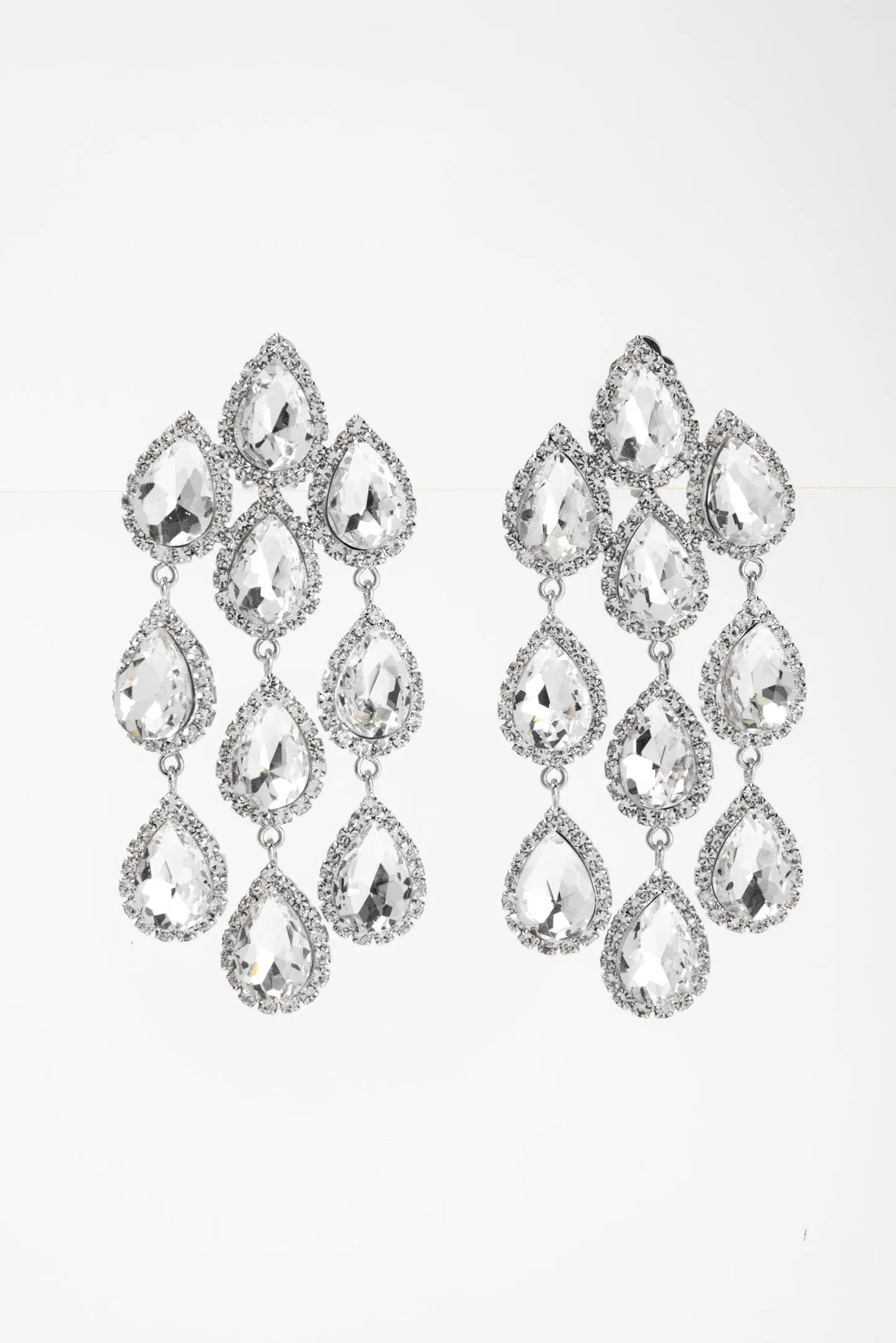 Emily Rhinestone Chain Clip-On Earrings