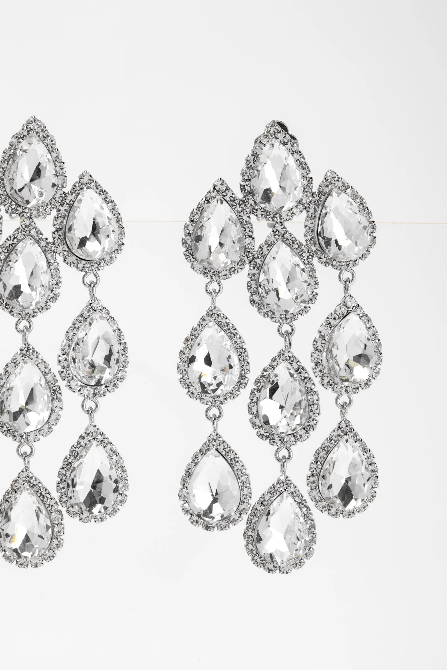 Emily Rhinestone Chain Clip-On Earrings