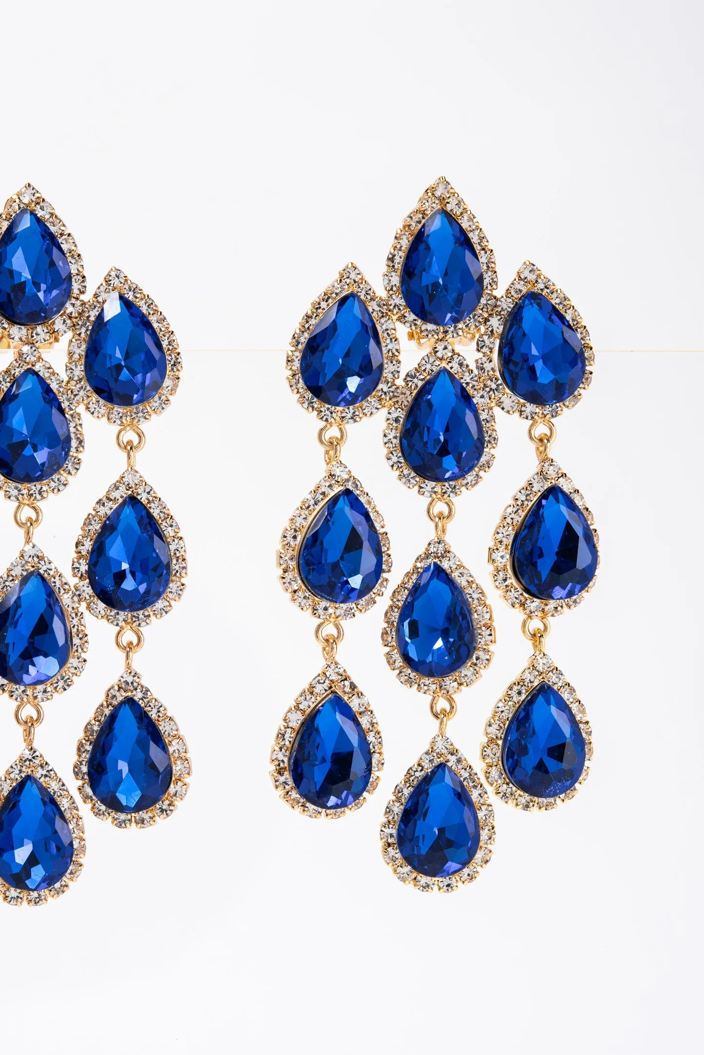 Emily Rhinestone Chain Clip-On Earrings