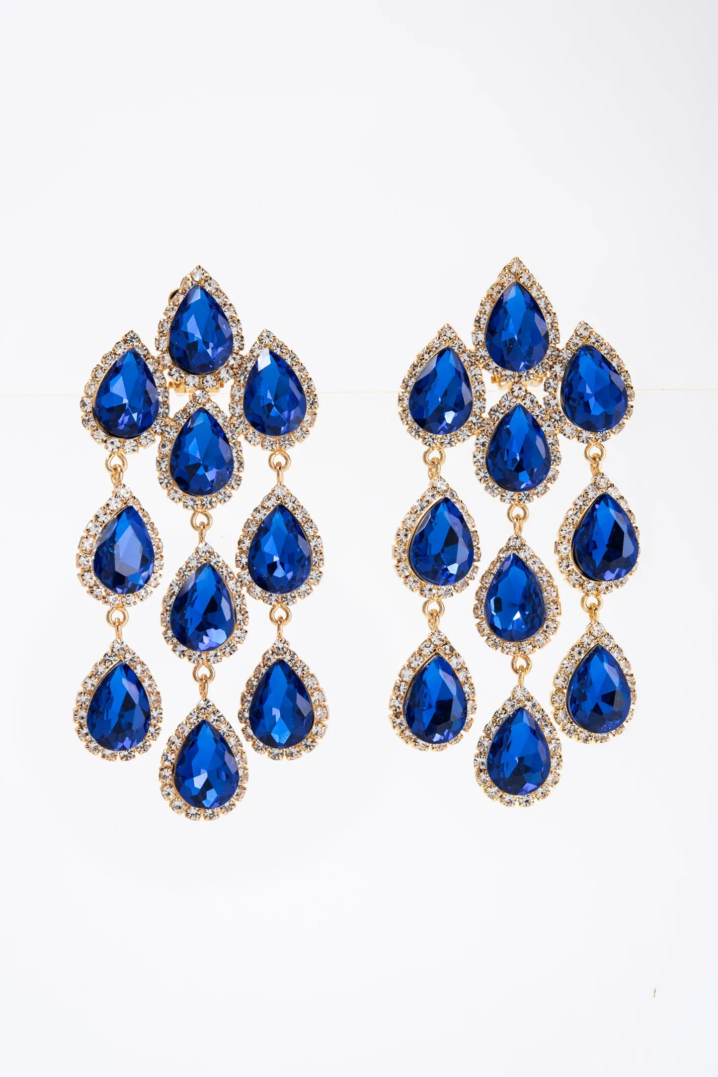 Emily Rhinestone Chain Clip-On Earrings