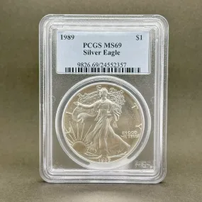 Estate 0.900 Fine Silver 1989 American Eagle $1 PCGS MS69 Dollar Coin