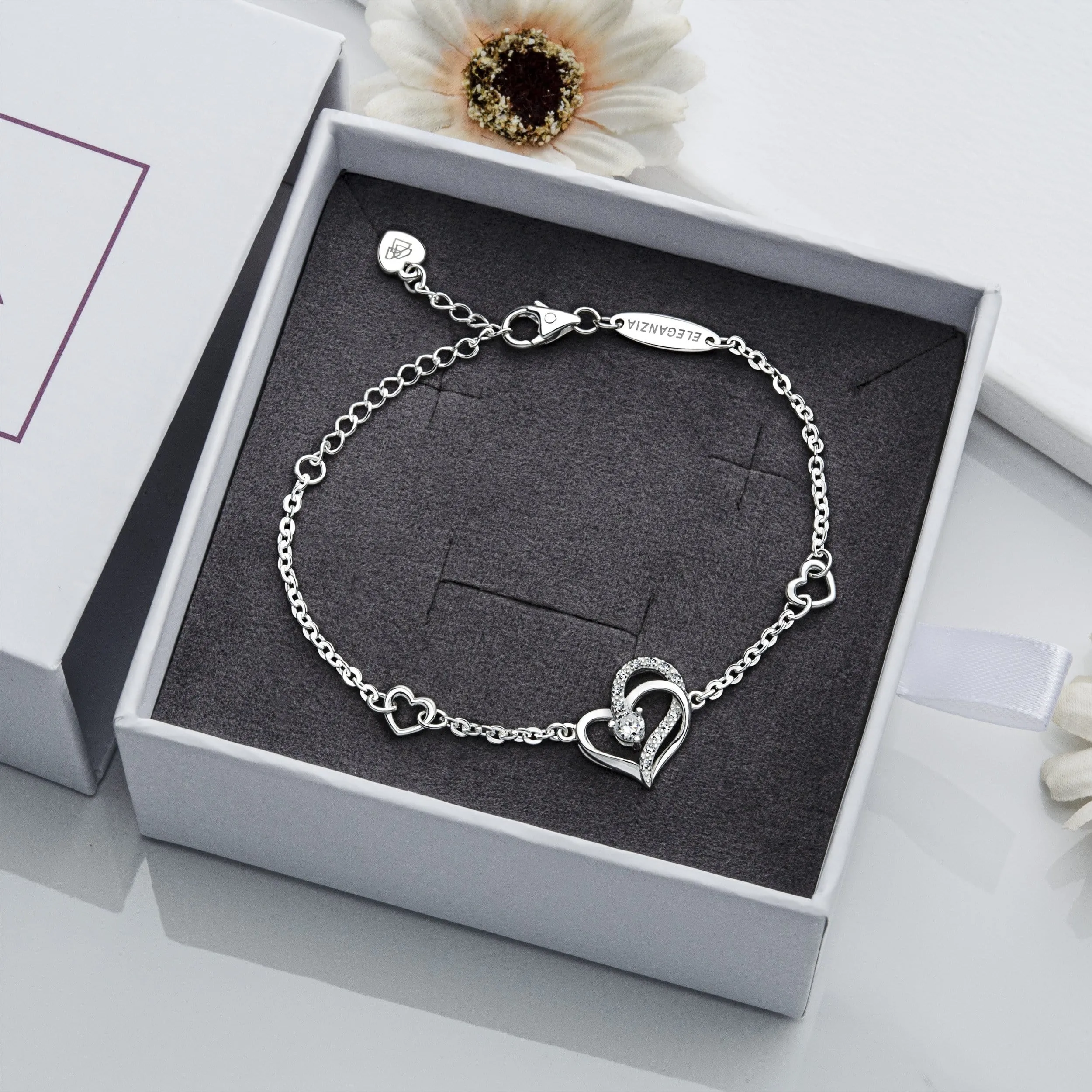 Eternity Double Heart Bracelet Sterling Silver