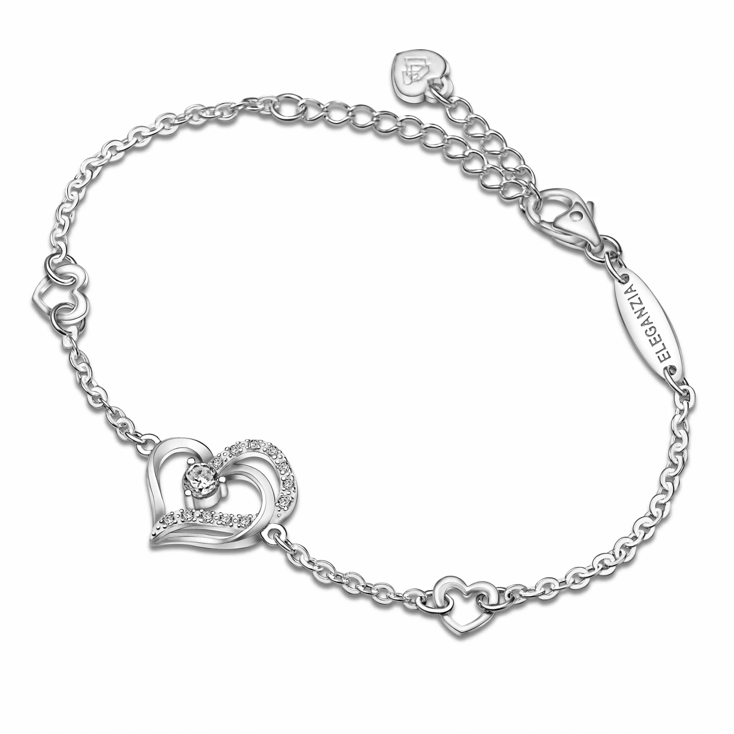 Eternity Double Heart Bracelet Sterling Silver