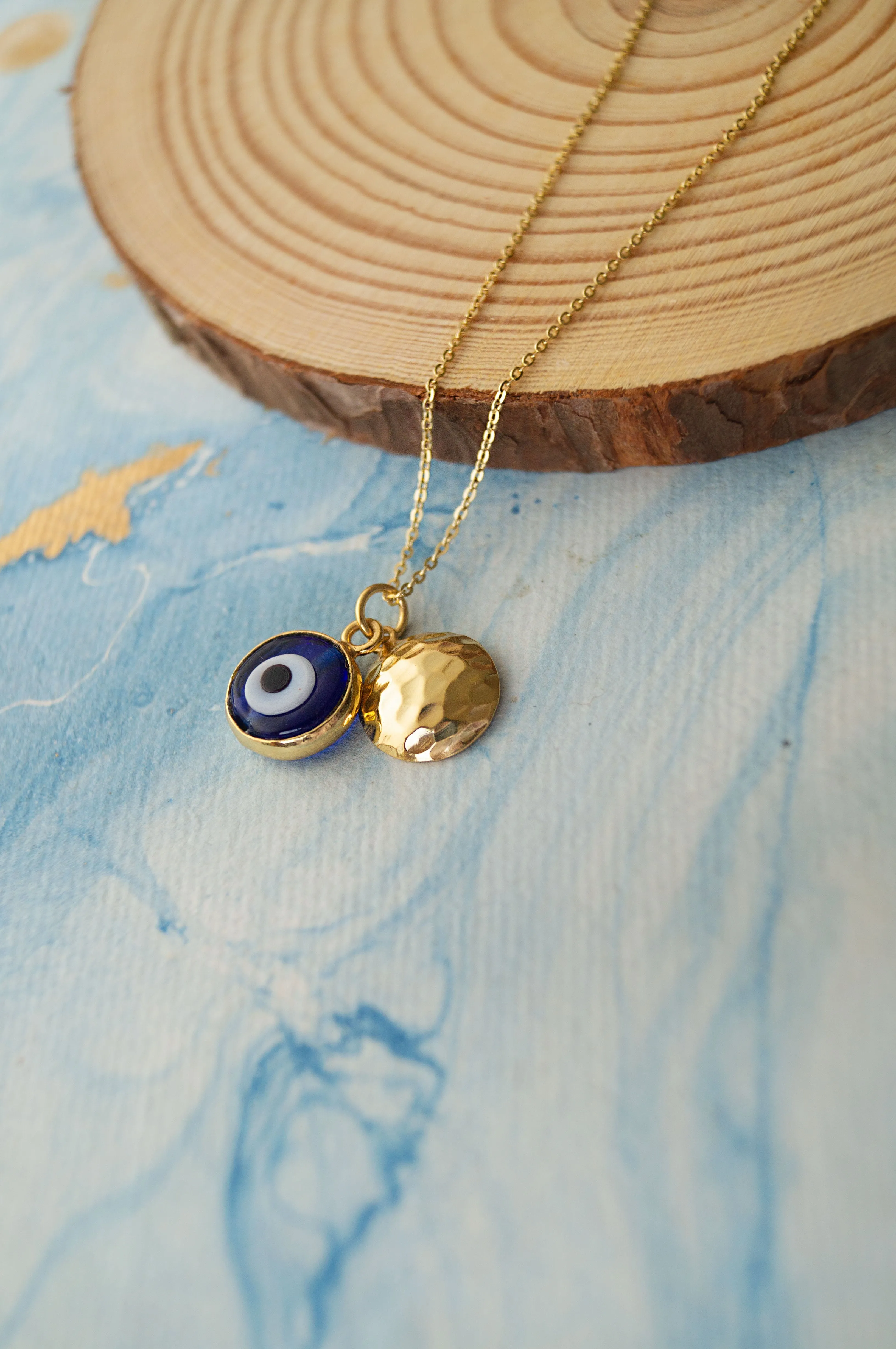 Evil Eye Sterling Silver Charm Pendant With Chain