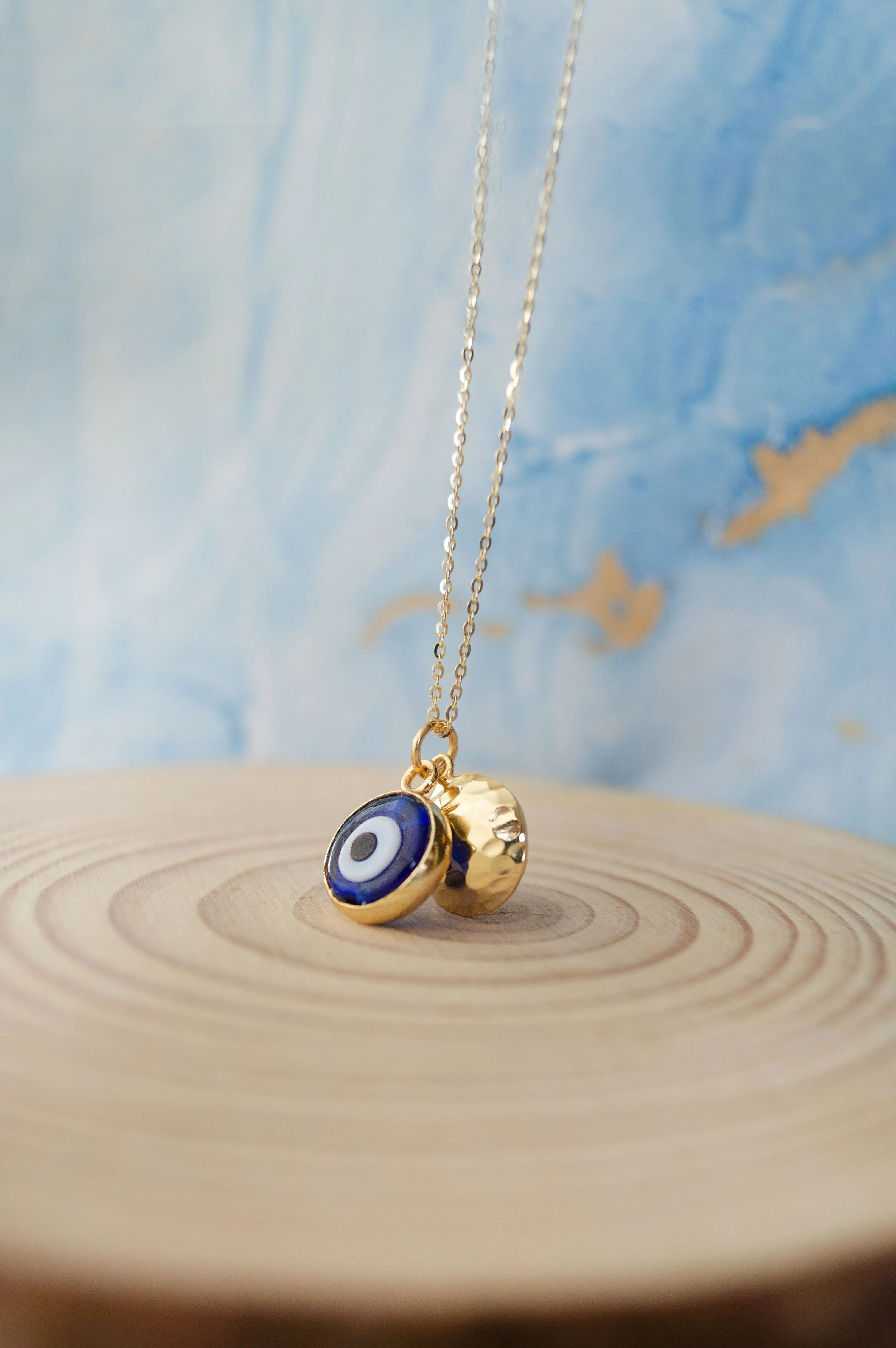 Evil Eye Sterling Silver Charm Pendant With Chain