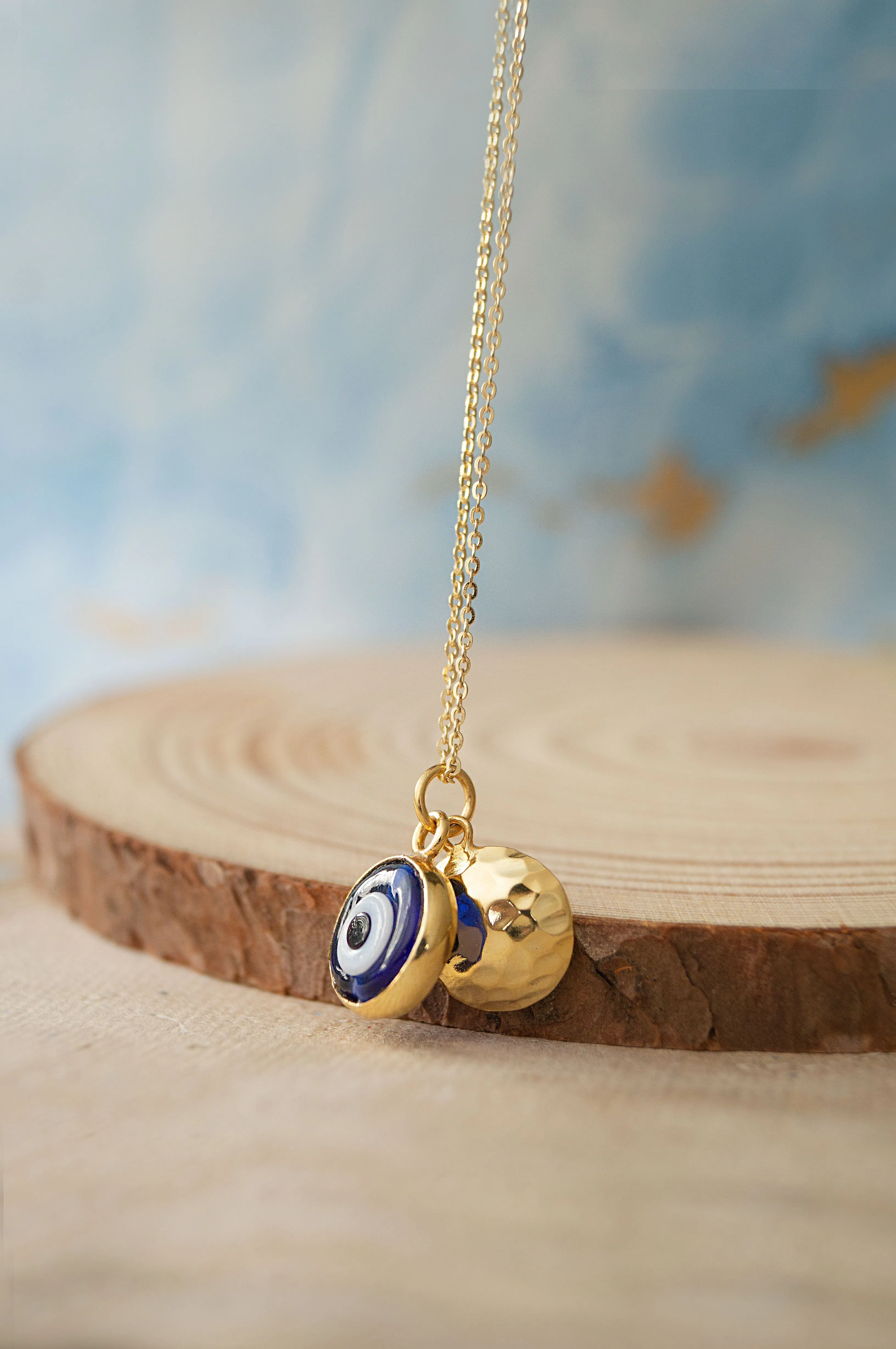 Evil Eye Sterling Silver Charm Pendant With Chain