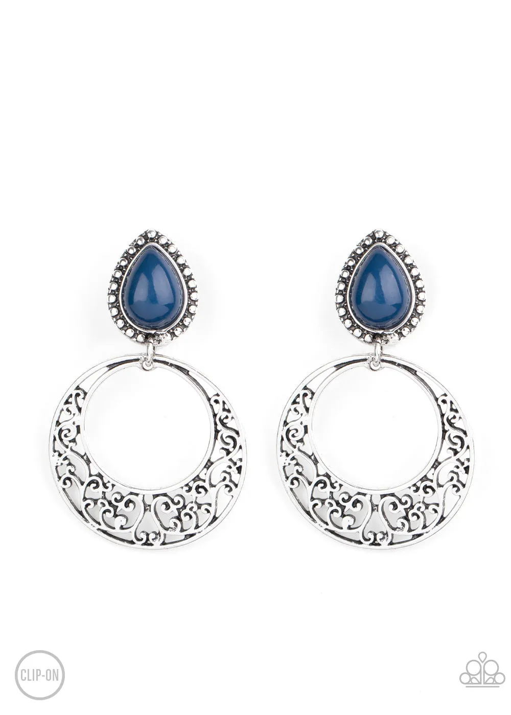 Exotic Escape Blue Clip-On-Earrings