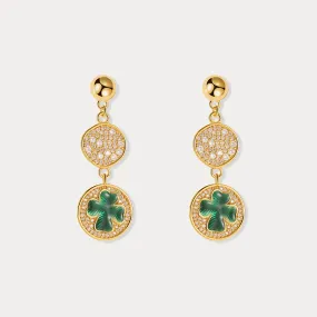 Four-leaf Clover Coin Post Earrings