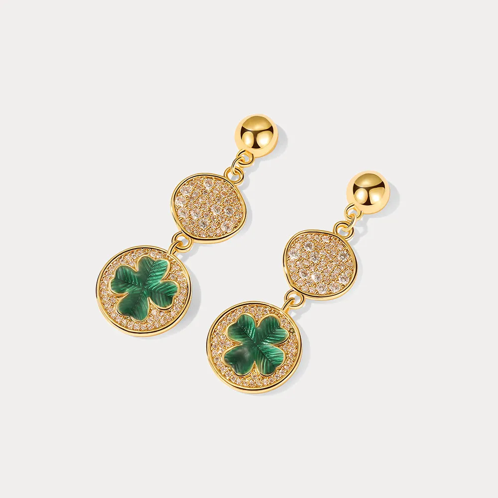 Four-leaf Clover Coin Post Earrings