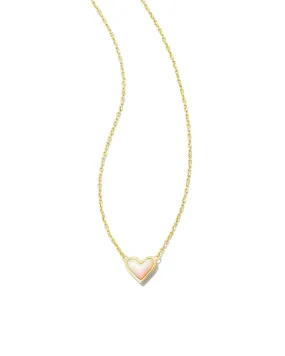 Framed Ari Heart Pendant Necklace in Gold White Opalescent Resin by Kendra Scott