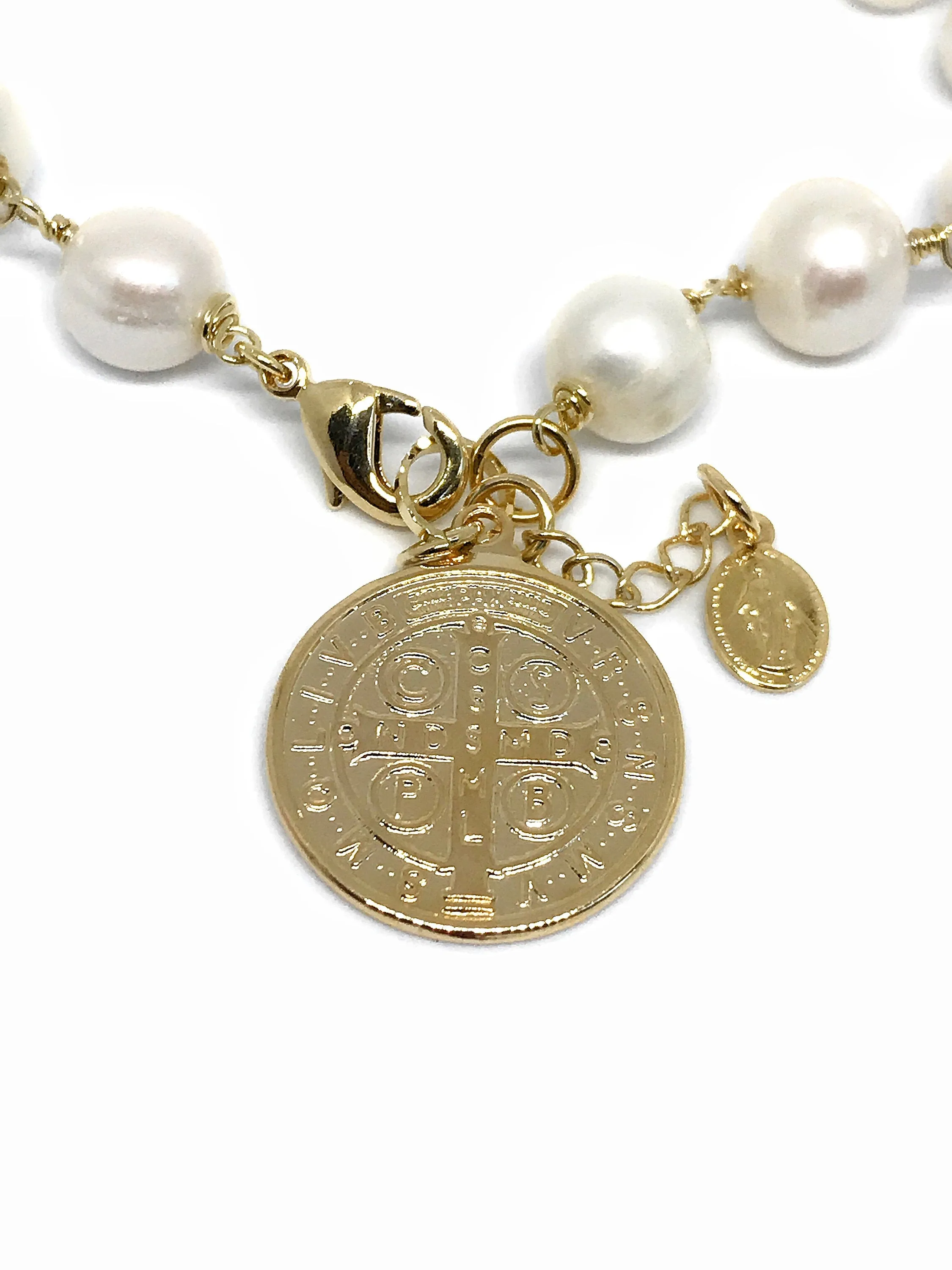 Fresh Water Pearls Adjustable Saint Benedict Bracelet