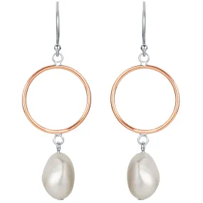 Freshwater Cultured Pearl Ring Drop Earrings in Sterling Silver