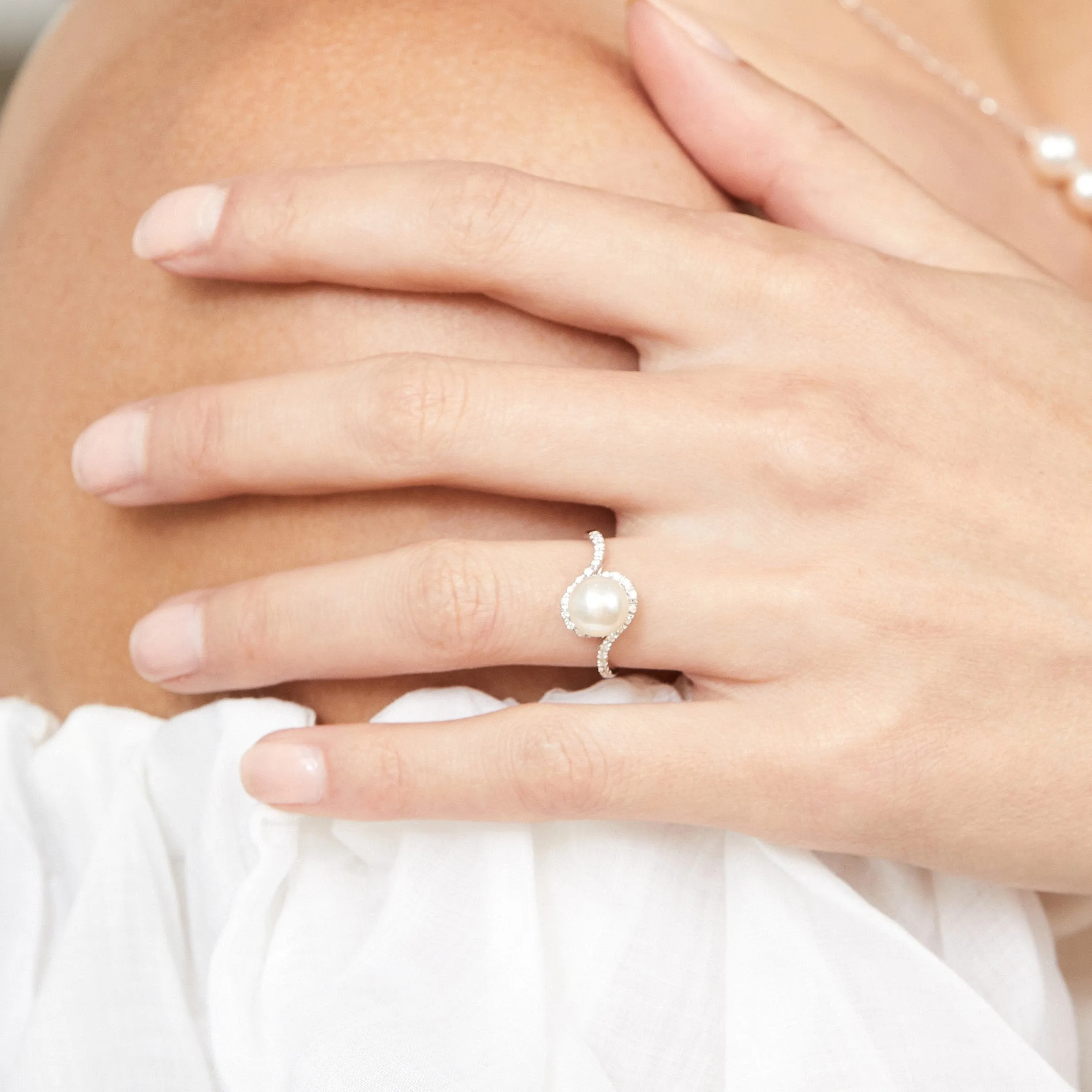 Freshwater Pearl & Diamond Cheryl Ring