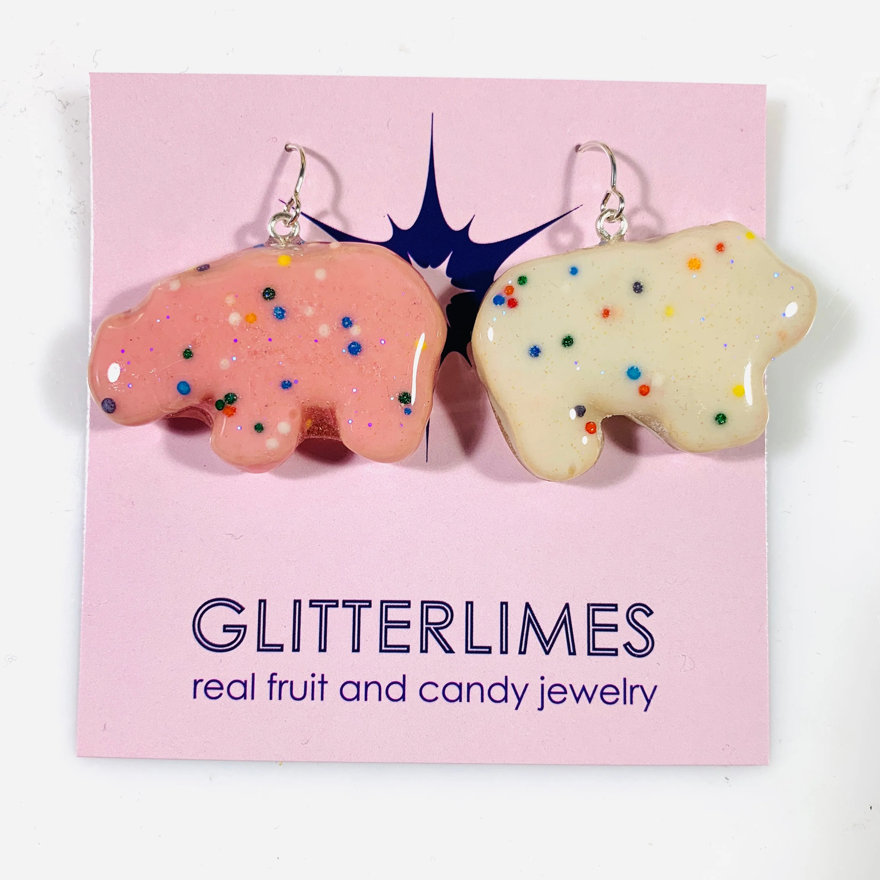 Frosted Animal Crackers Drop Earrings