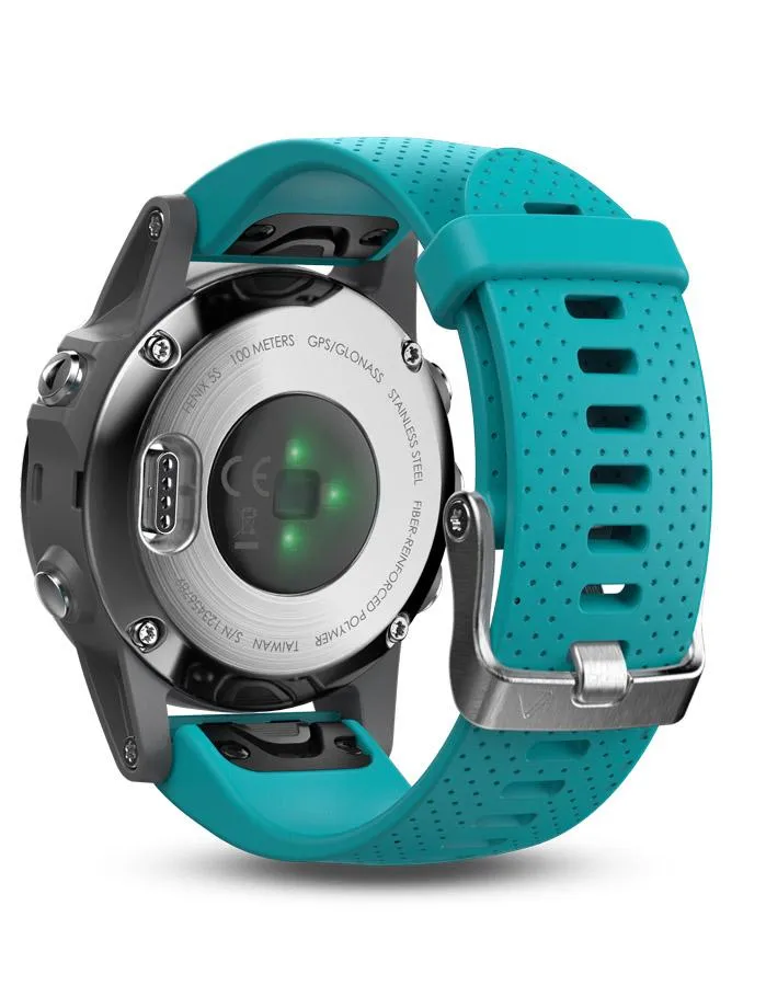 Garmin Fenix 5S Multisport GPS Watch - Turquoise Silicone Strap - Smartwatch