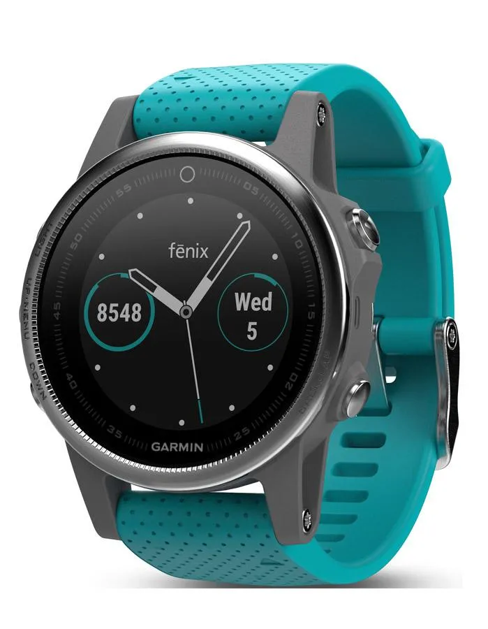 Garmin Fenix 5S Multisport GPS Watch - Turquoise Silicone Strap - Smartwatch