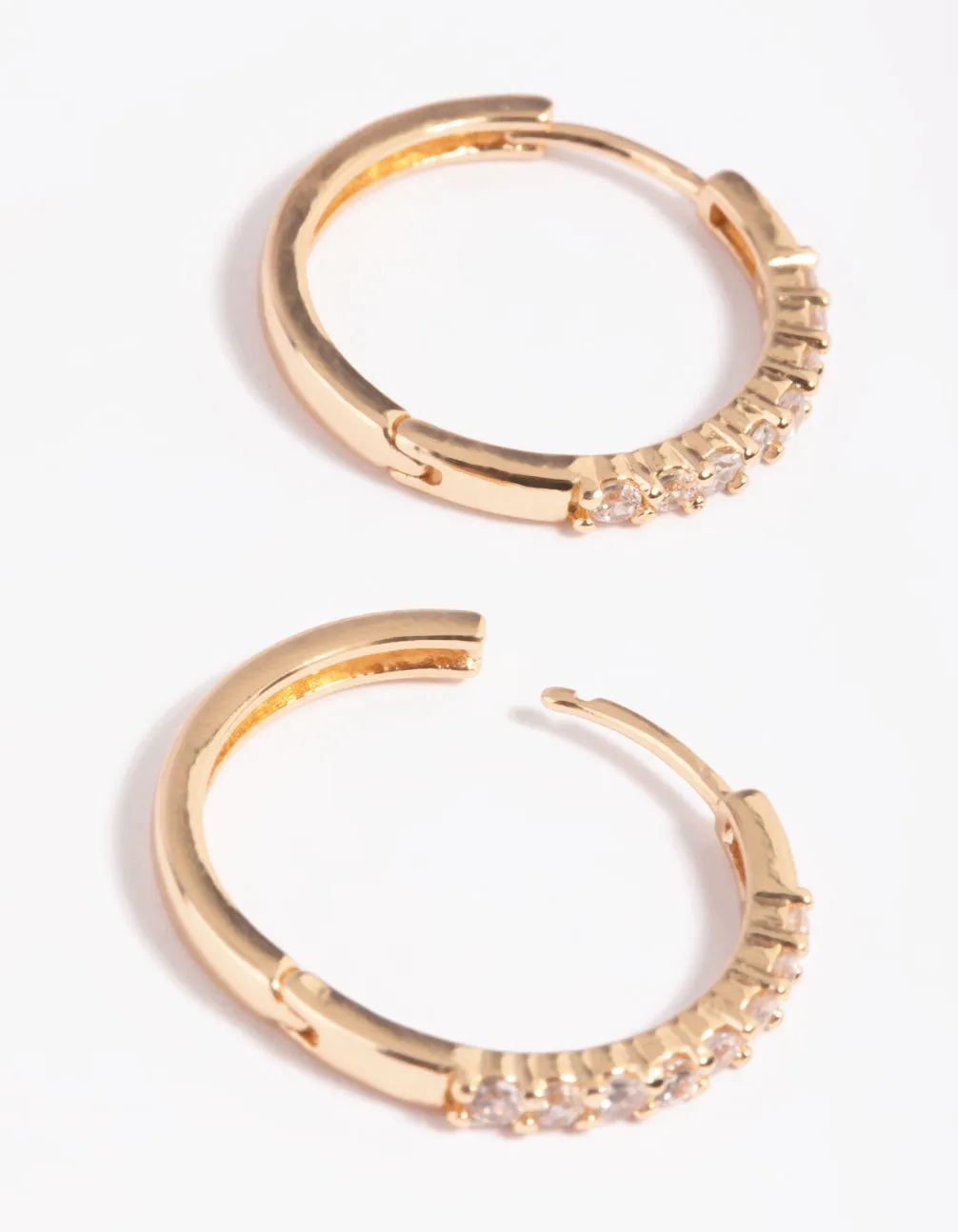 Gold Cubic Zirconia Huggie Hoop Earrings