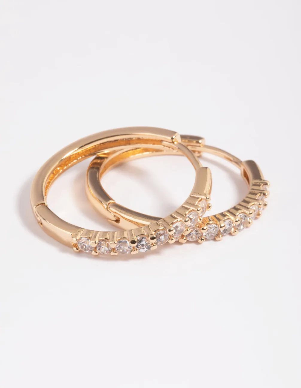 Gold Cubic Zirconia Huggie Hoop Earrings