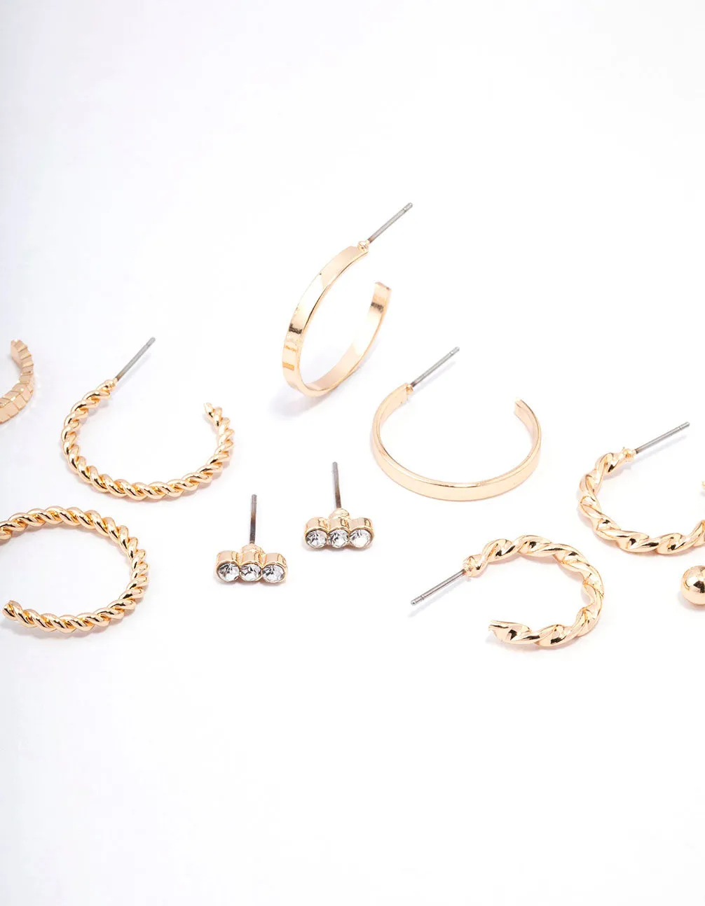 Gold Diamante & Pearl Hoop Earring 8-Pack