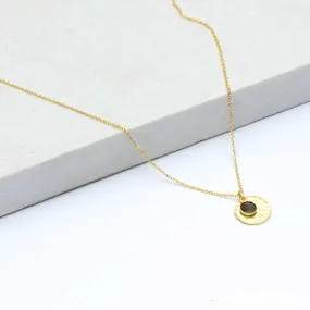 Gold Hammered Circle Medallion Pendant Necklace