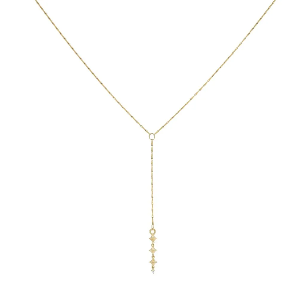 Gold Lillie Chain Necklace with Triple Dala Lantern Lariat Drop