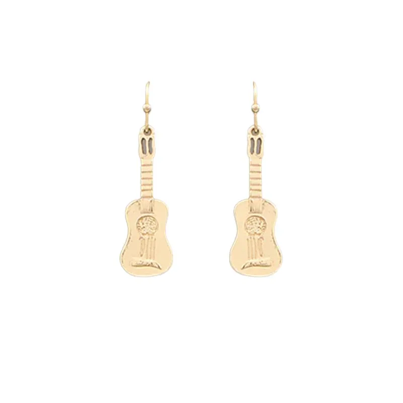 Gold Medium Guitar Earrings