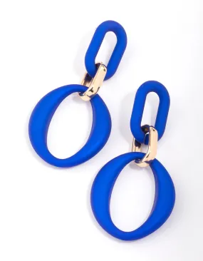 Gold Rubber Coated Link Drop Earrings