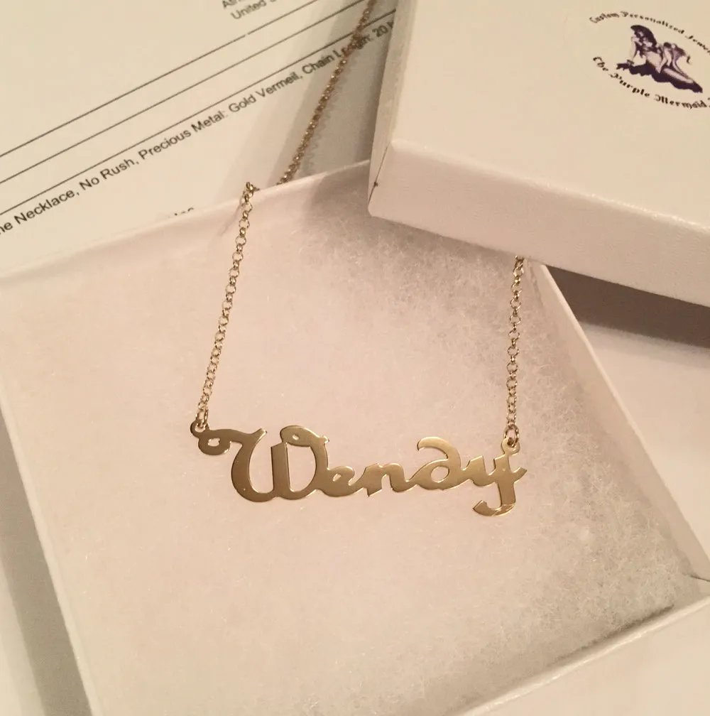 Gold Script Nameplate Pendant - Miley Cyrus