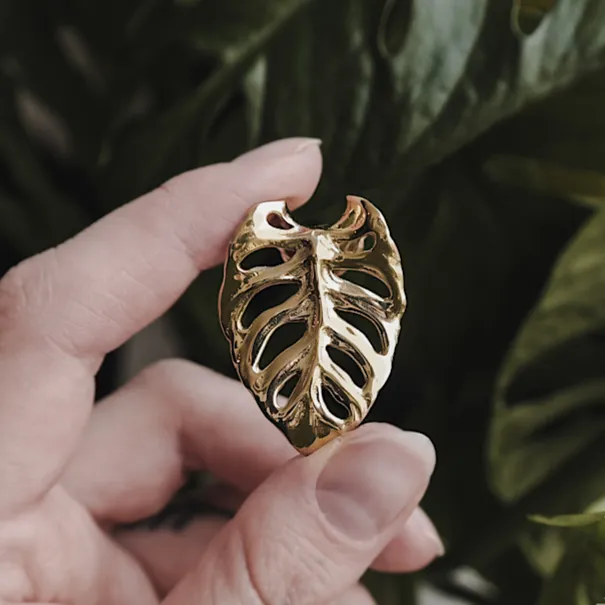 Golden Monstera Ear Weights