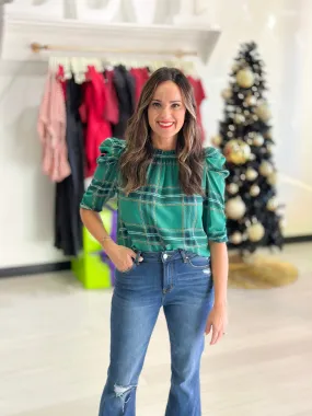 Green Woodland Plaid Top