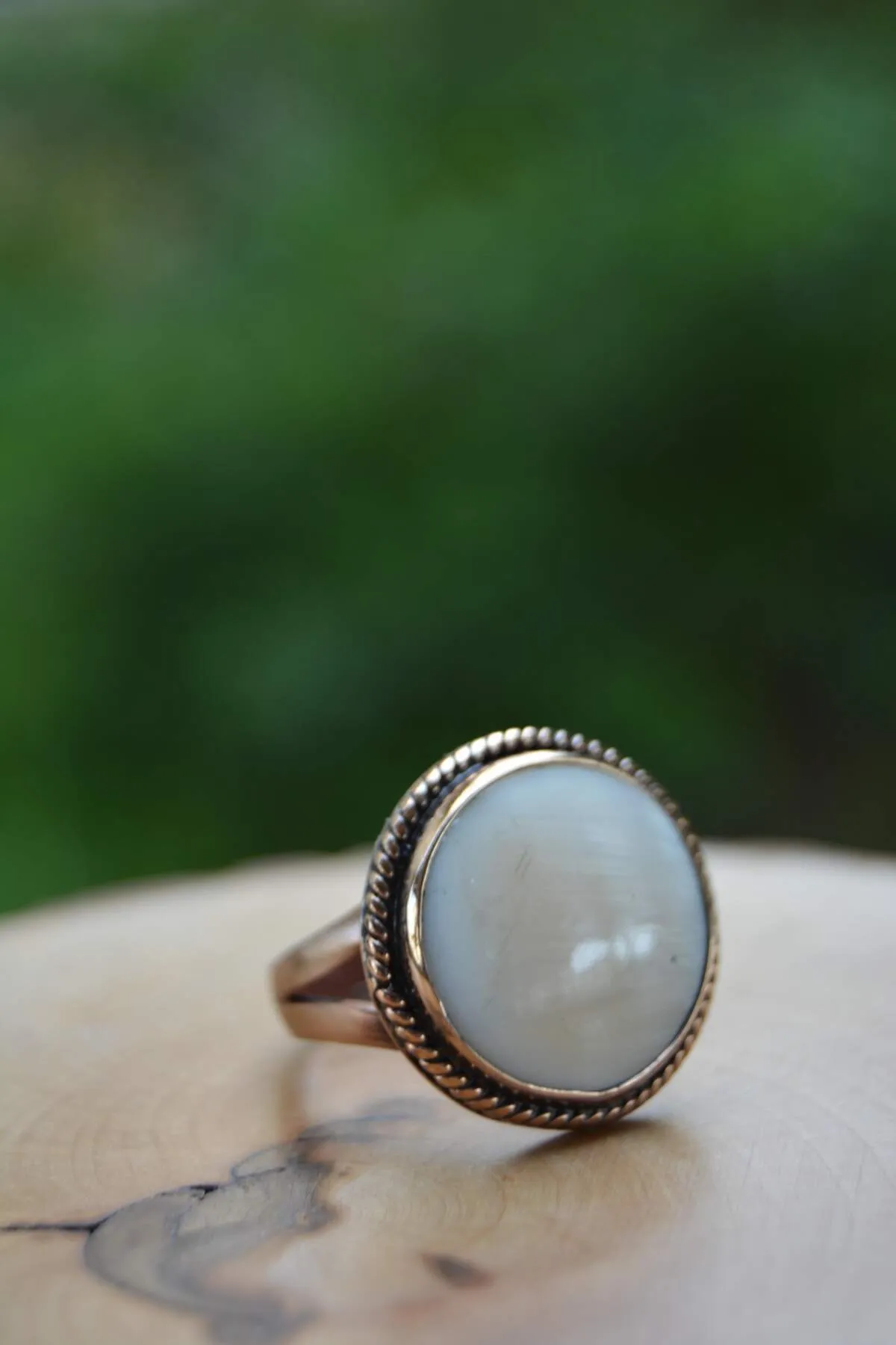 Handmade Mother of Pearl Natural Stone Adjustable Women's Ring