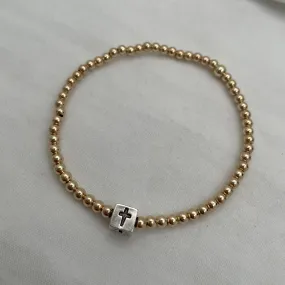 Have Faith Floating Charm Bead Bracelet Gold Fill